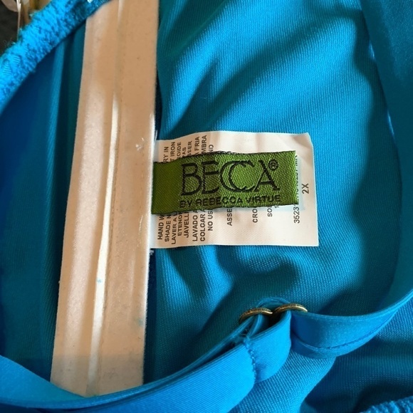 BECCA by Rebecca Virtue Diamond in the Rough Aqua Crochet Tankini Swimsuit 2X - Picture 7 of 10